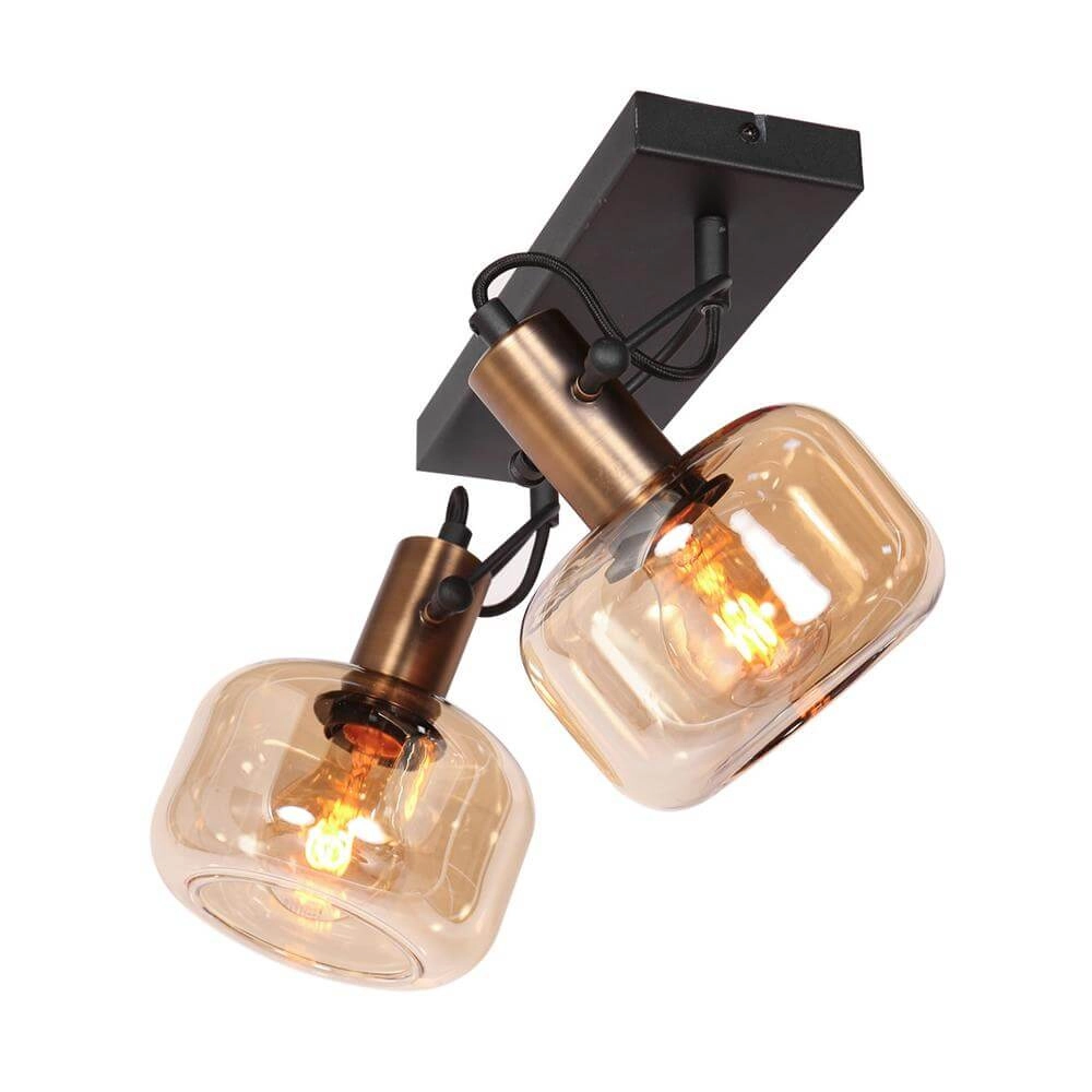 Dubbele wandlamp Glaslic amber glas Steinhauer 8712746174052