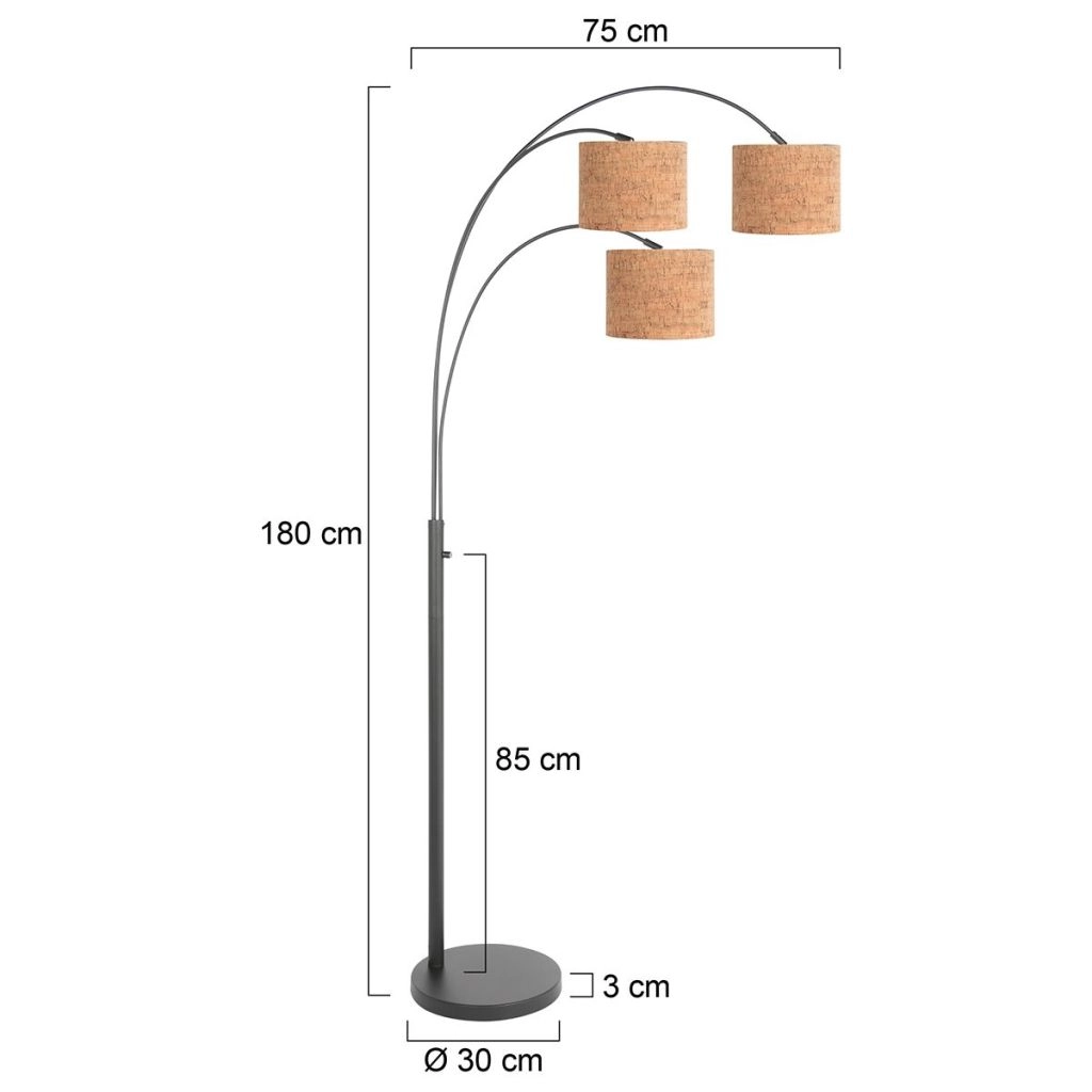 3-lichts vloerlamp Sparkled Light met kurk kappen Steinhauer 8712746180596