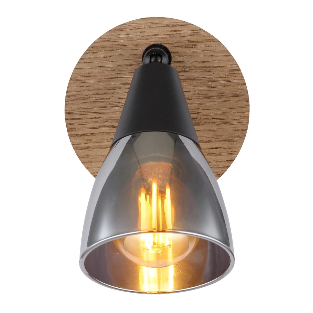 Wandlamp Mubby zwart met houtlook Globo 9007371457854
