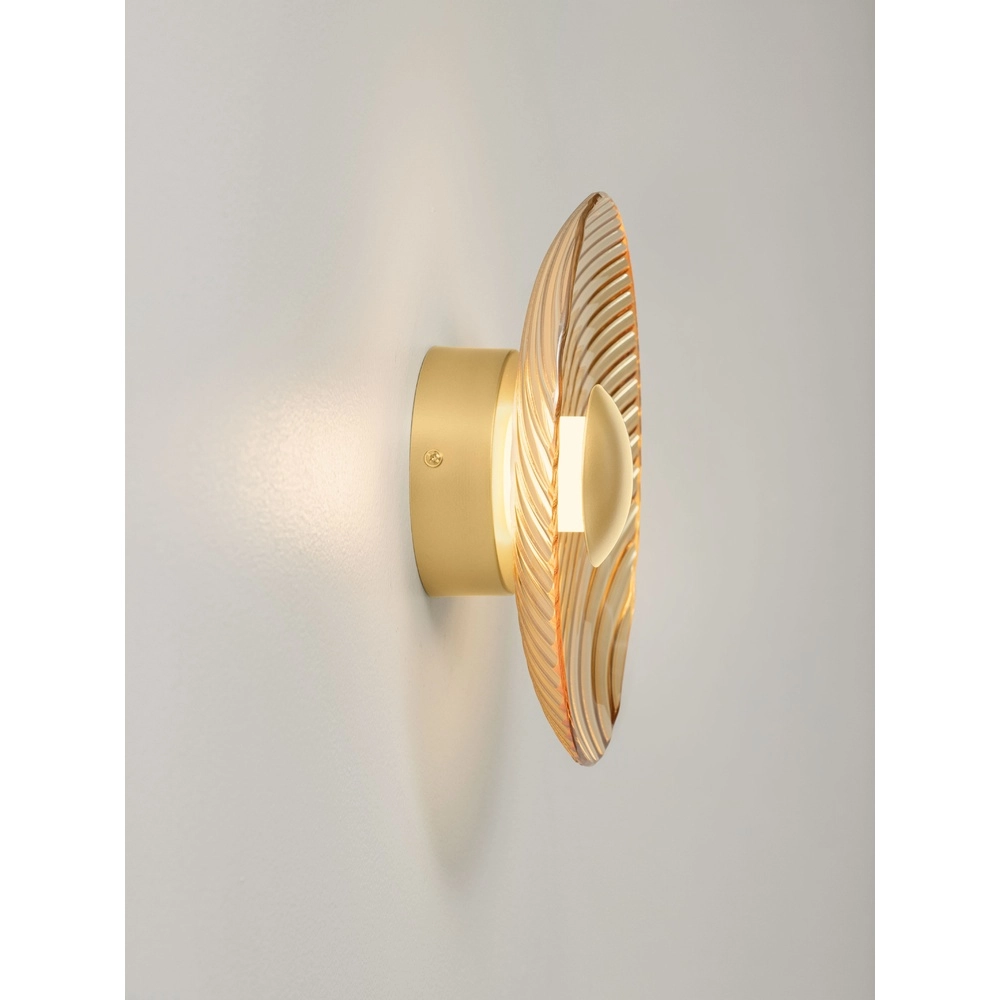 Wandlamp Lavina goud met amber glas Ø 25cm Lyora 5212063501416