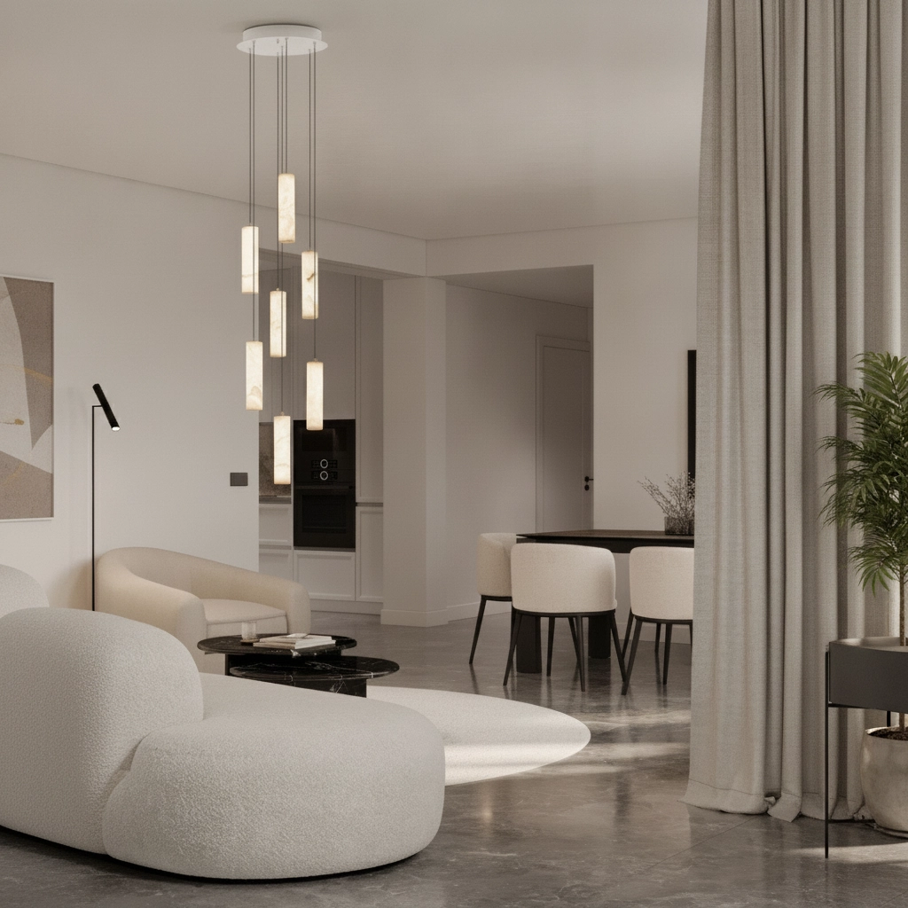 Hanglamp Diletto goud met wit 7-lichts