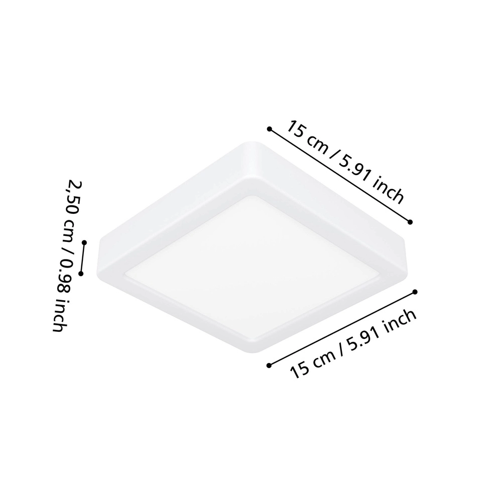 Plafonnière IP44 Fueva 6 vierkant - wit - 15x15cm Eglo 9008606330393
