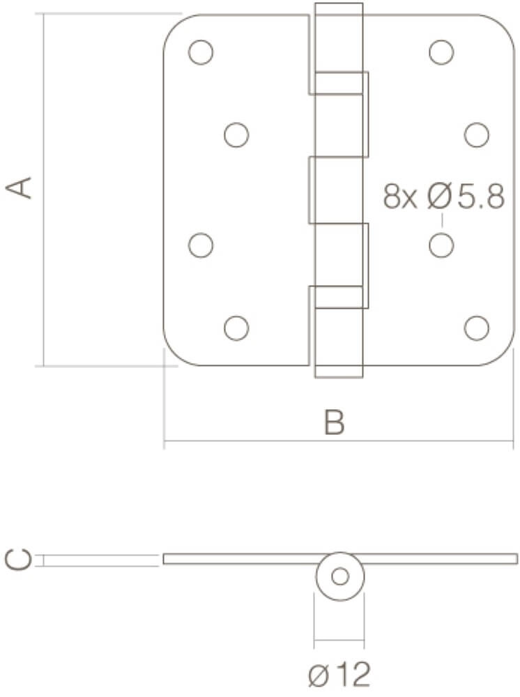 Kogellagerscharnier Rotura afgerond RVS tot 100kg Intersteel 8714186039984
