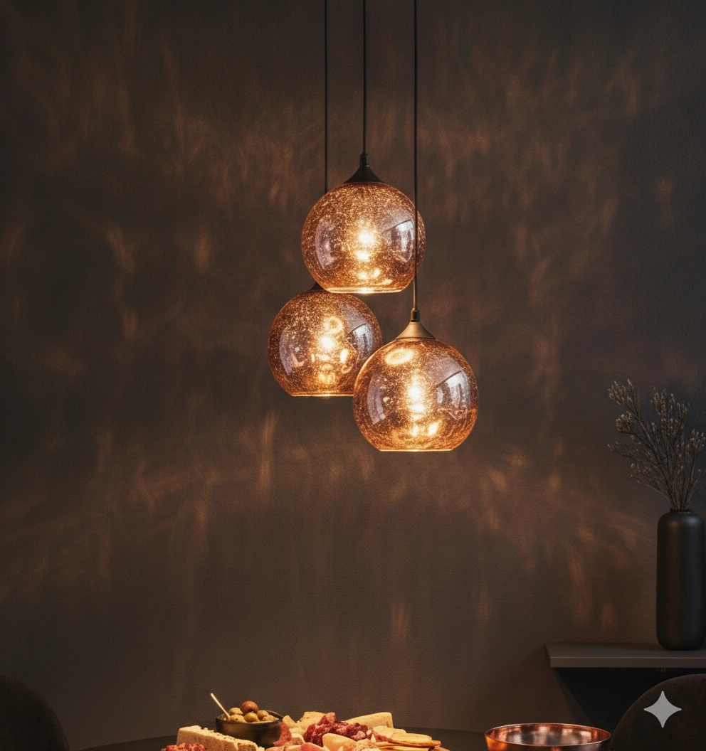 Hanglamp Blaze 3-lichts koper glas