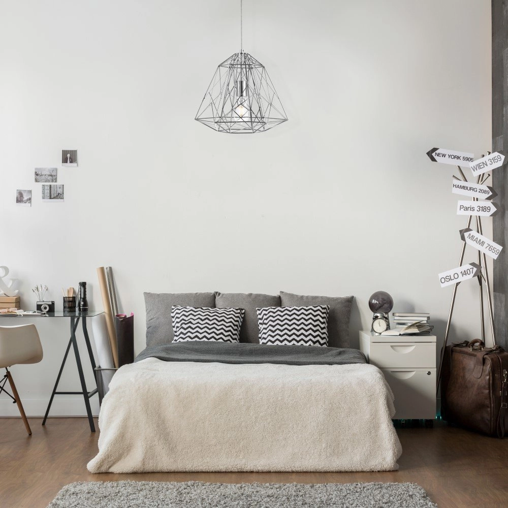 Chrome draadlamp Geometric Cage Ø 39cm Searchlight 5053423057897