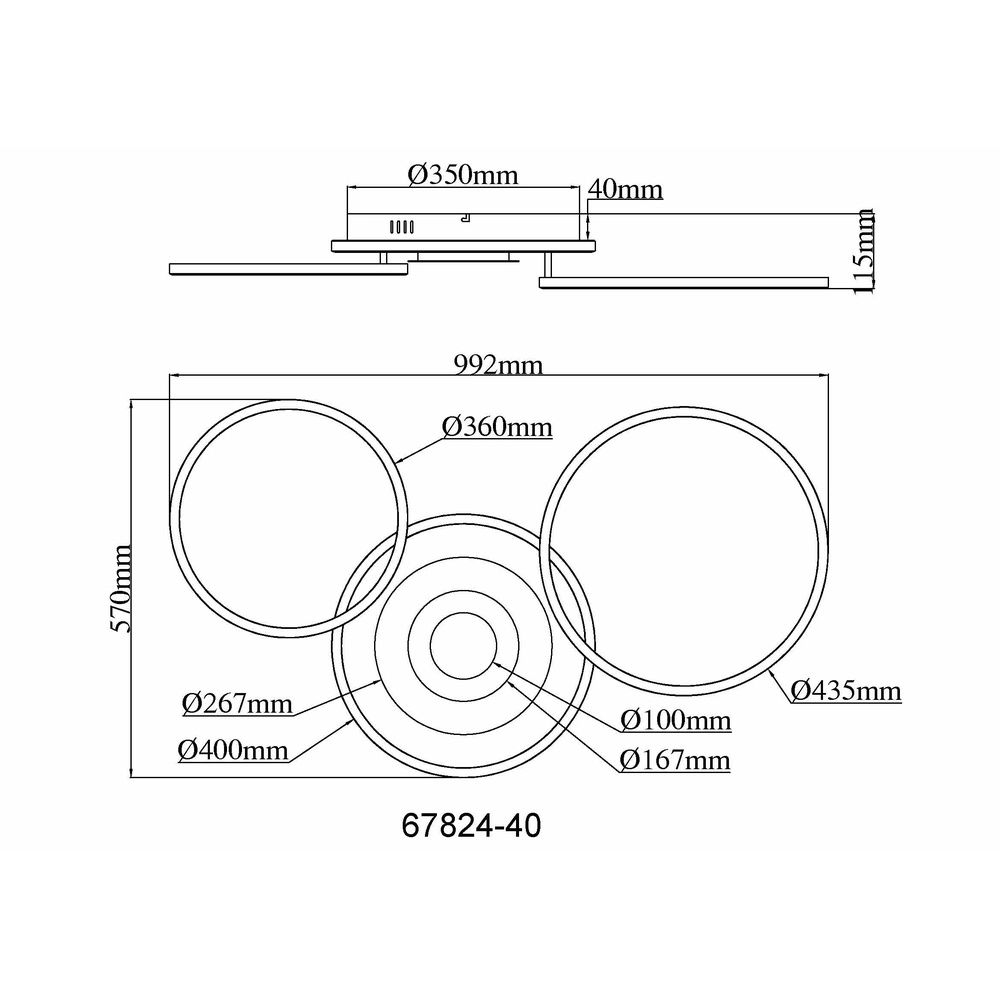 Design plafondlamp Miles 99,2cm Globo 9007371589722