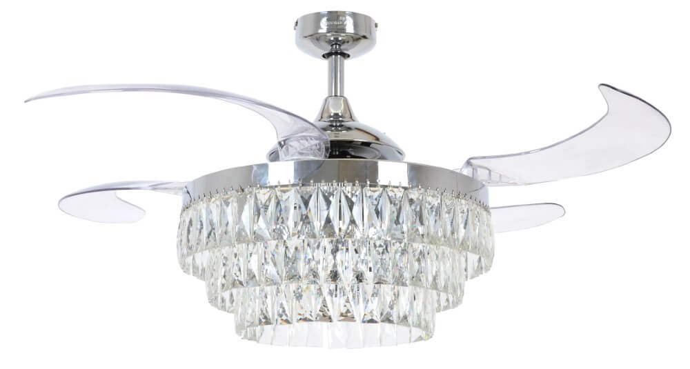 Chrome plafondventilator met kristal Fanway Veil Ø 122cm