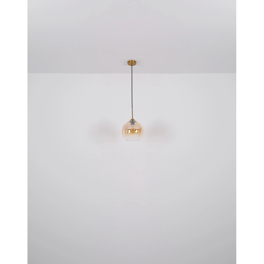 Gouden hanglamp Jamessa enkel met amber glas Globo 9007371441686
