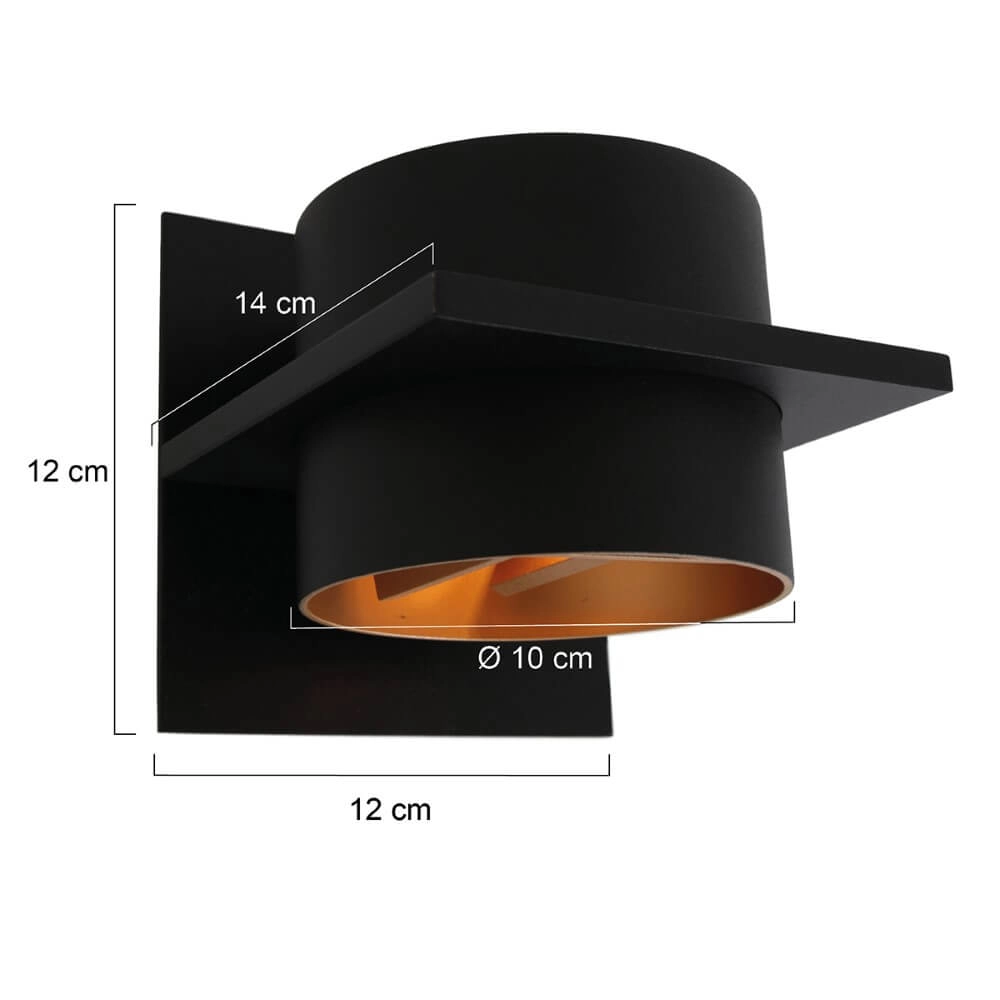 Zwarte wandspot Muro cilinder Steinhauer 8712746152654