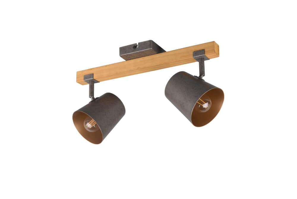 Spot Bell 2-lichts antiekgrijs met hout