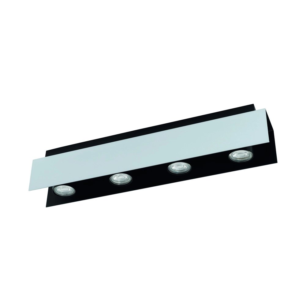 Plafondlamp Viserba 4-lichts wit en zwart