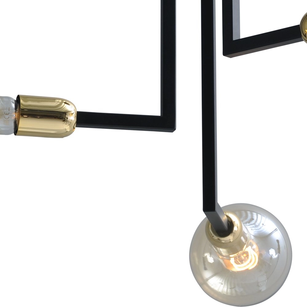 Zwarte plafondlamp Tube 3-lichts met gouden fittingen Masterlight 8718121188690