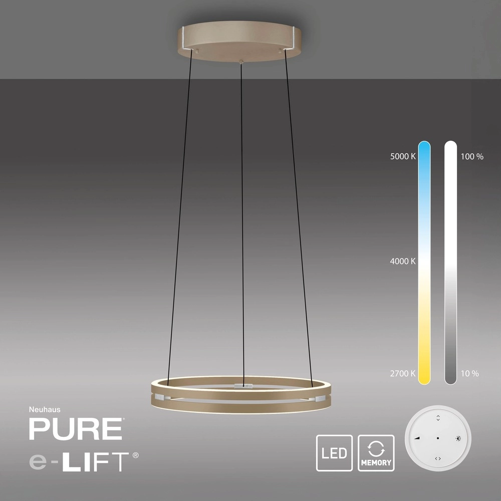Kantoor hanglamp Pure E-Loop bronce - Ø 50cm Paul Neuhaus 4012248398357