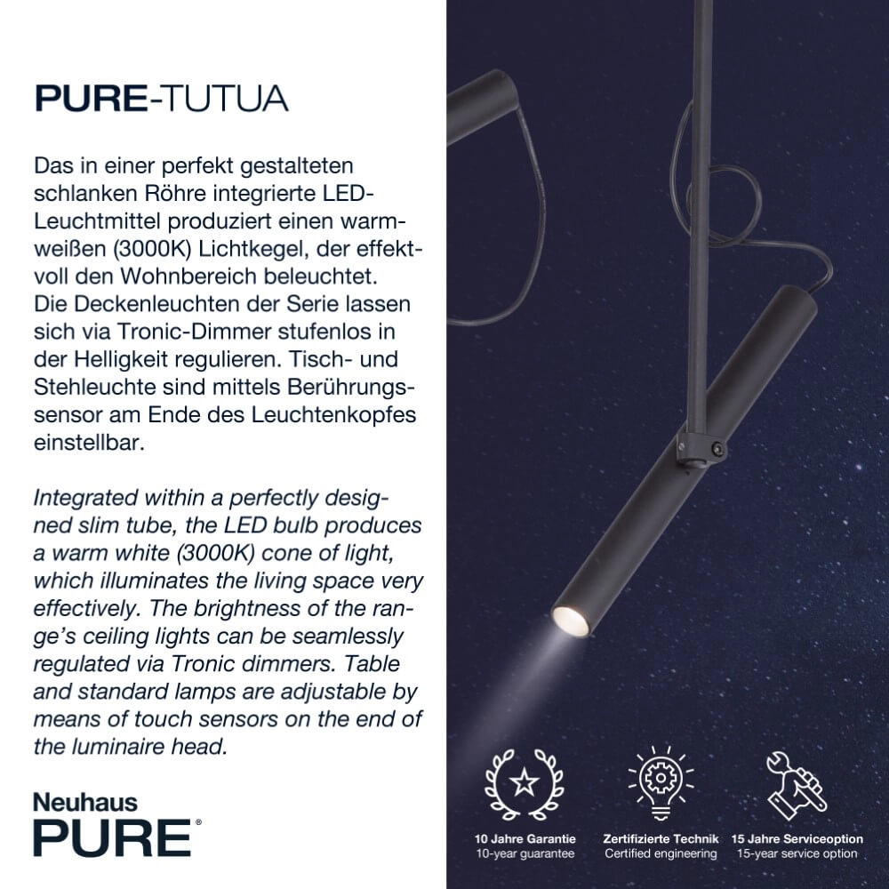 Design plafonlamp Pure Tutua zwart Paul Neuhaus 4012248365533