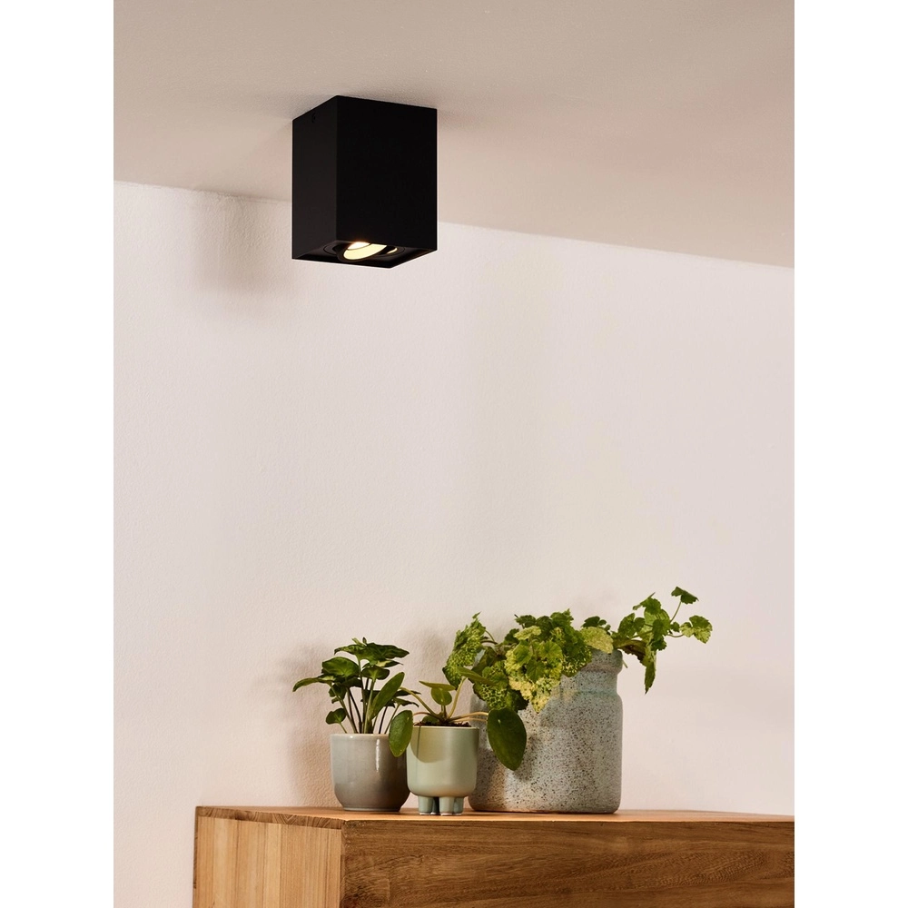 Opbouw plafondspot Tube vierkant zwart Lucide 5411212221285