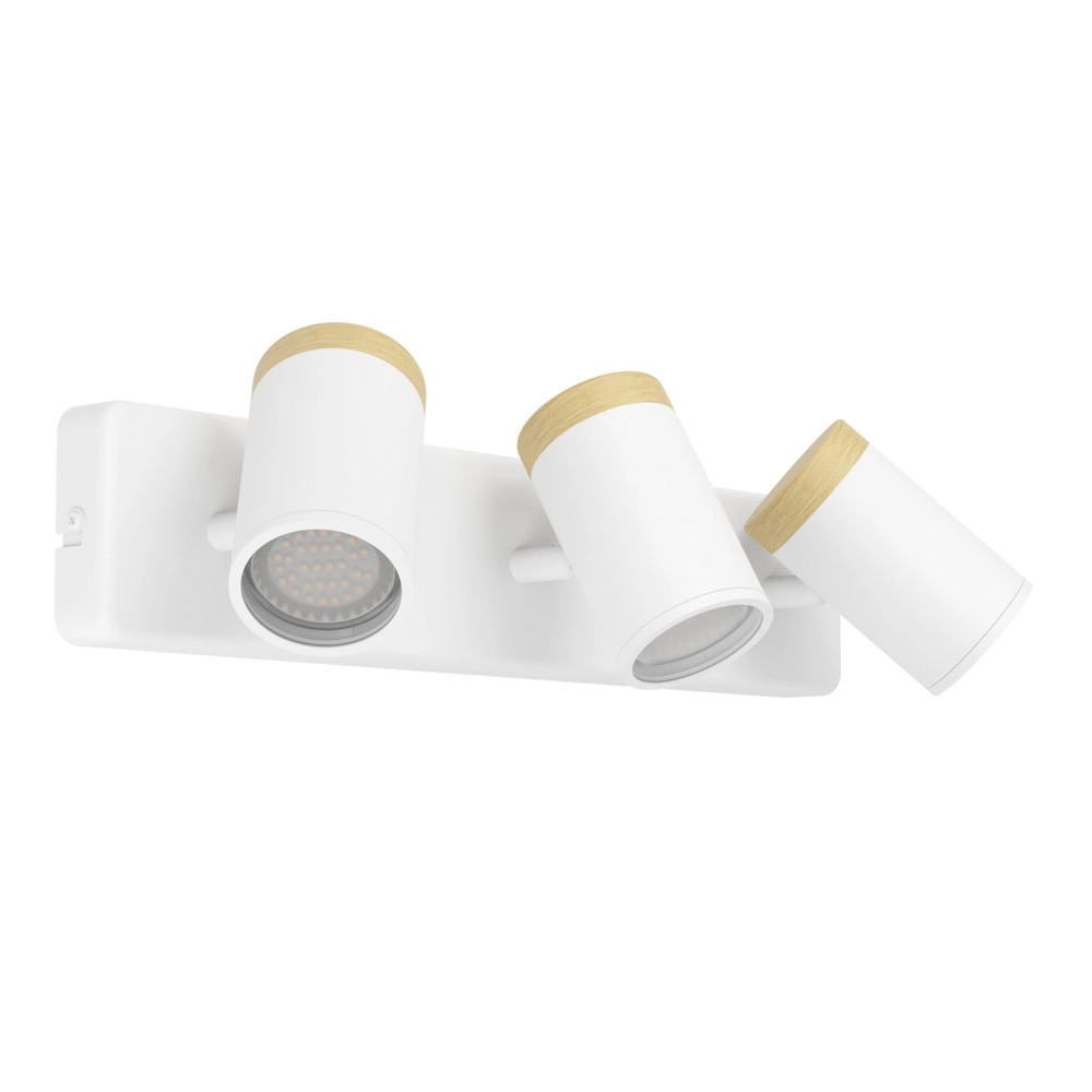 Plafondlamp Consuma 3-lichts wit met hout