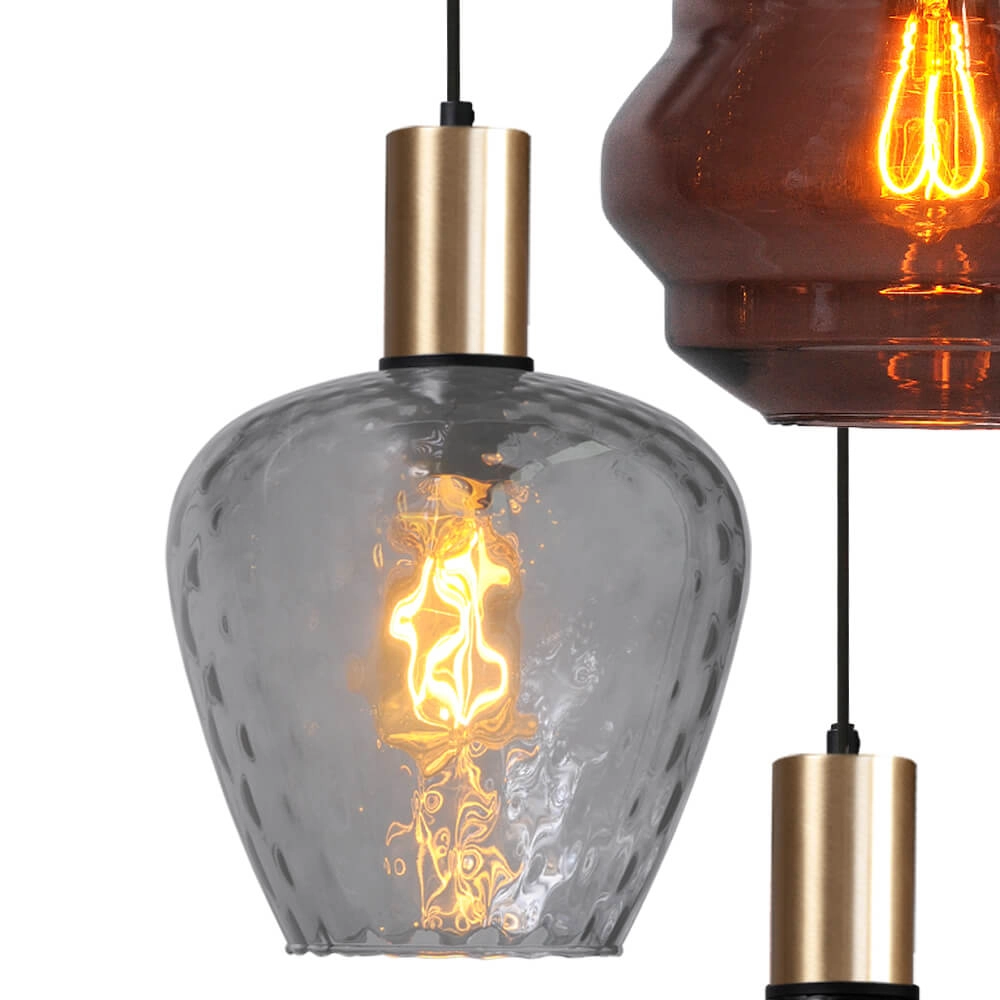 5-lichts vide hanglamp - goud - Porto met verschillende glazen Masterlight 8718121271255