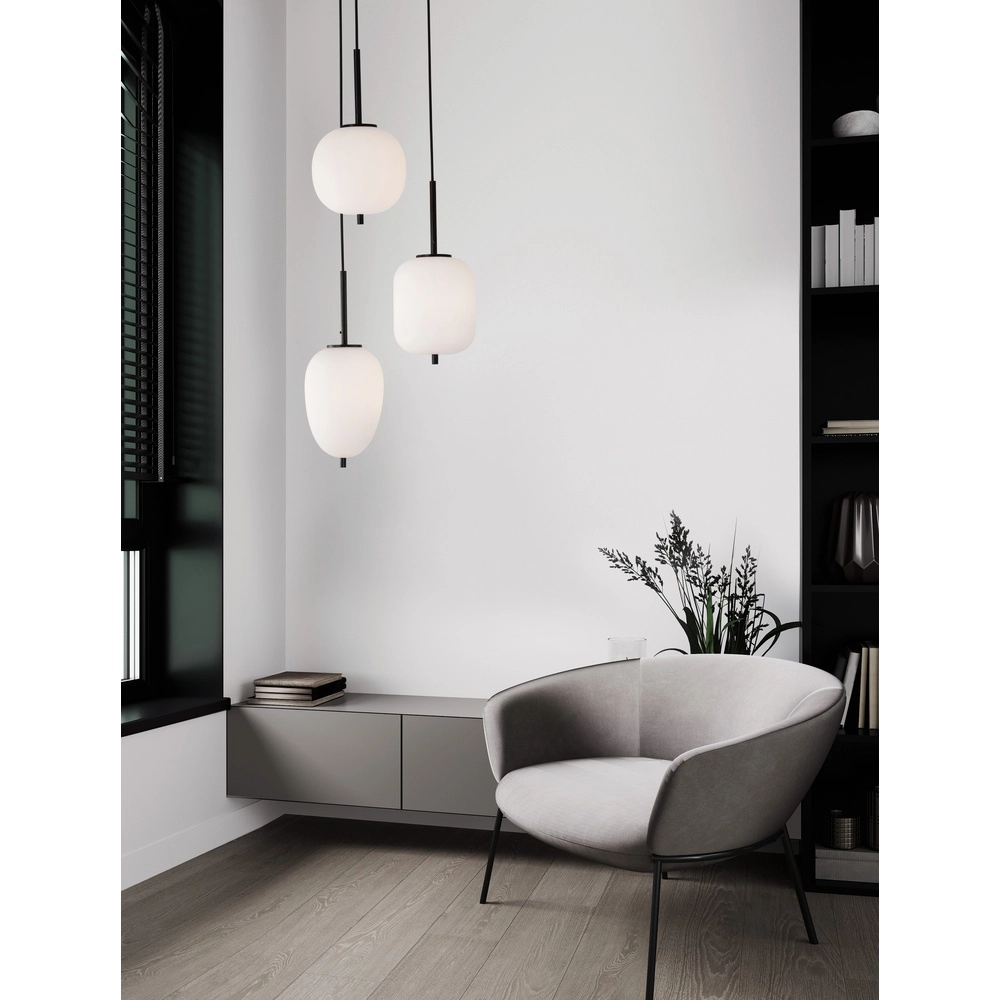 Hanglamp Lato 3-lichts zwart met wit