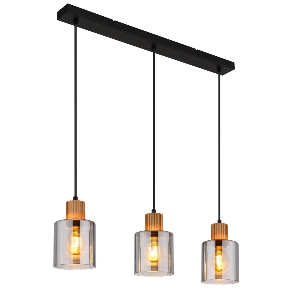 Design hanglamp Aleidis 3-lichts recht zwart