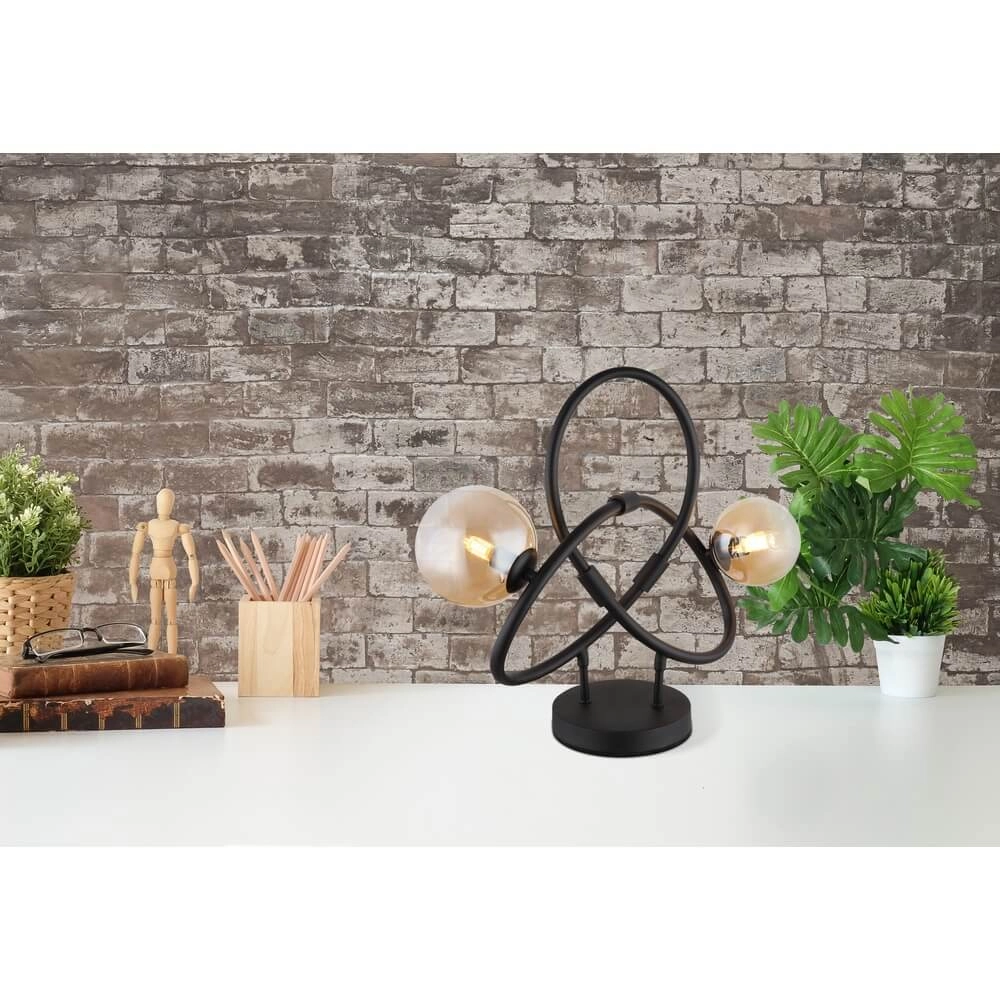 Zwarte tafellamp Tuberius design 2-lichts Globo 9007371452446