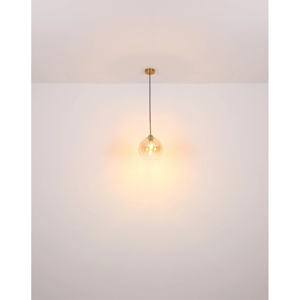 Gouden hanglamp Jamessa enkel met amber glas Globo 9007371441686