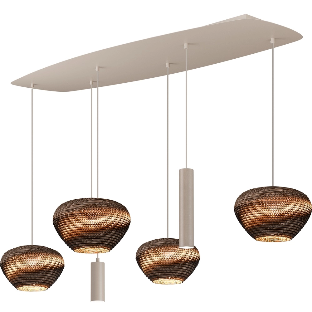 Danish oval hanglamp Cartone zand met Think Paper kappen
