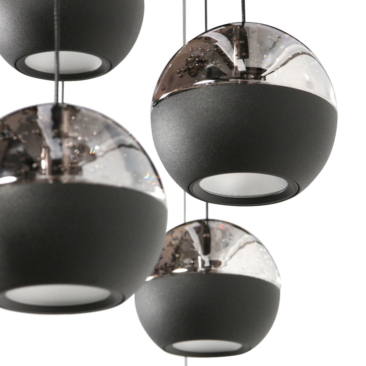 5-licht vide hanglamp Belluno led - zwart met glas Steinhauer 8712746183887