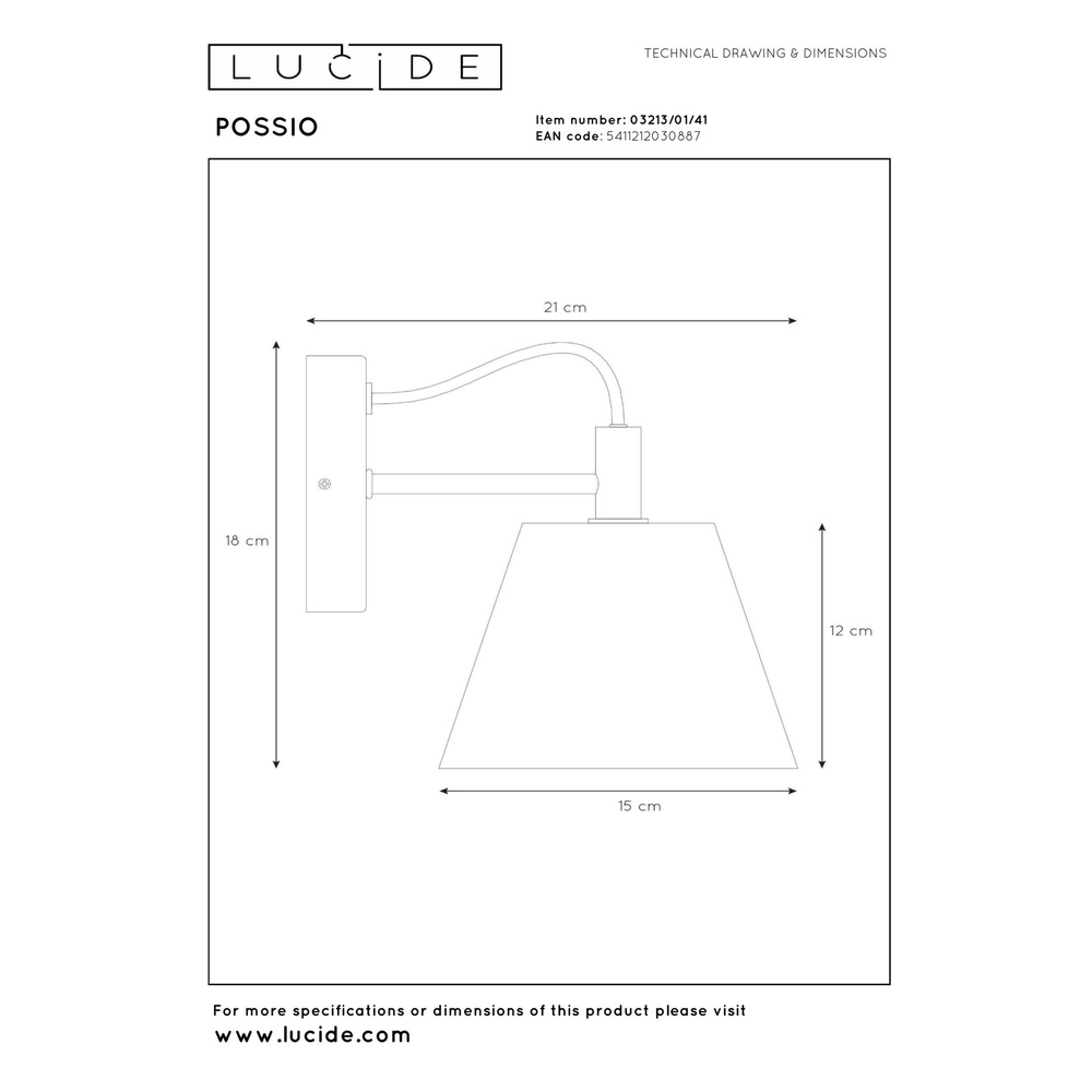 Wandlamp Possio grijs Lucide 5411212030887