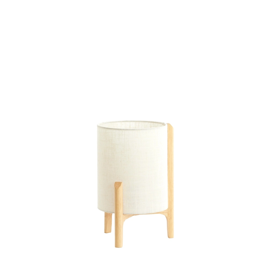 Schemerlamp Litto Ø 22cm - houtlook met naturel linnen Light & Living 8717807792688