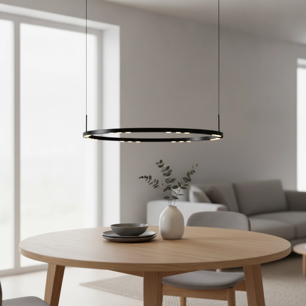 Strakke hanglamp Lunette zwart Ø 80cm