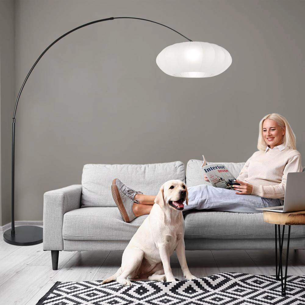 Booglamp Sparkled Light zwart met witte kap Steinhauer 8712746173123