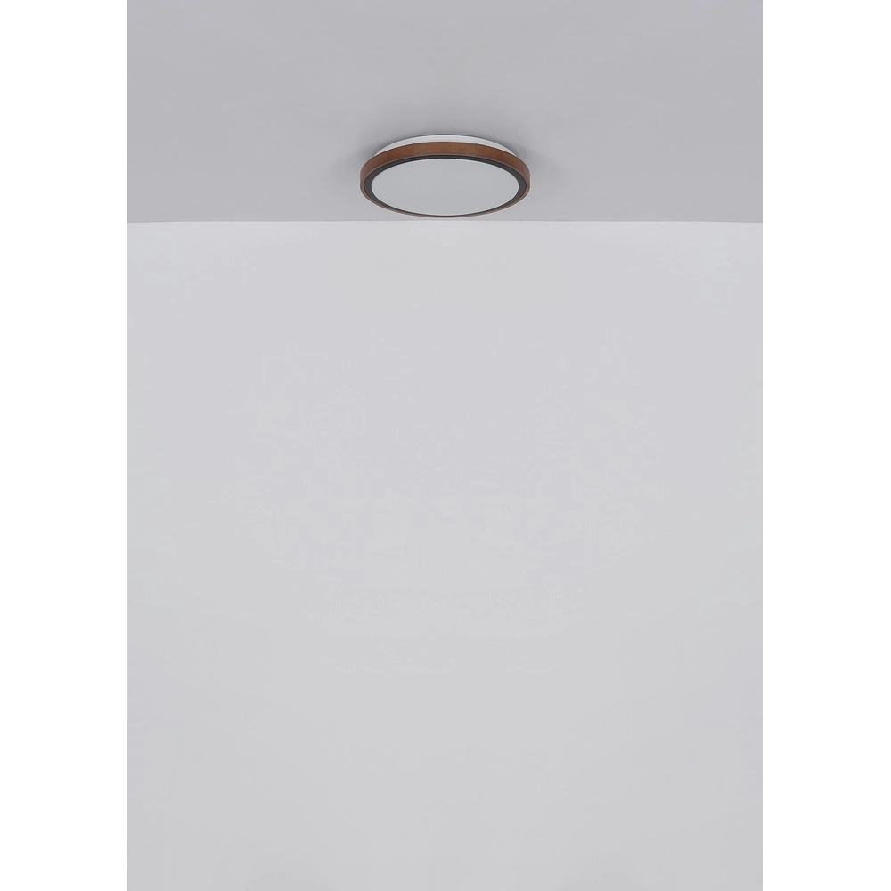 Plafondlamp Bruno Ø 36cm zwart met hout Globo 9007371474592