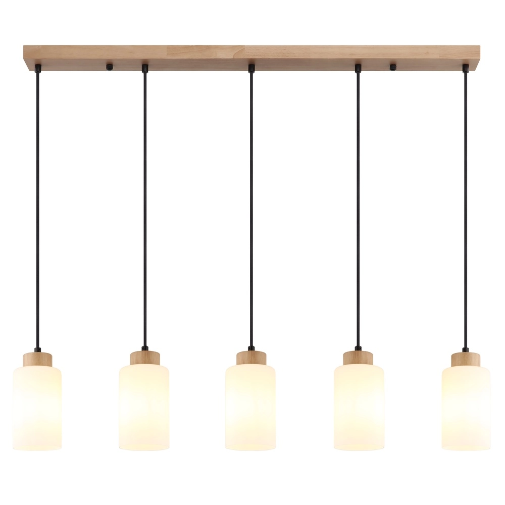 Hanglamp Rowena 5-lichts hout Globo 9007371583249