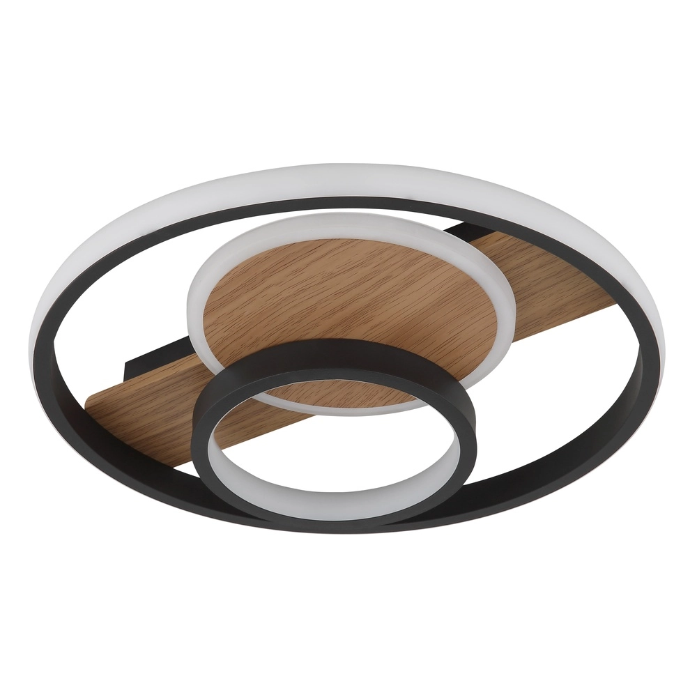 Design plafondlamp Pikara zwart met hout Globo 9007371474707