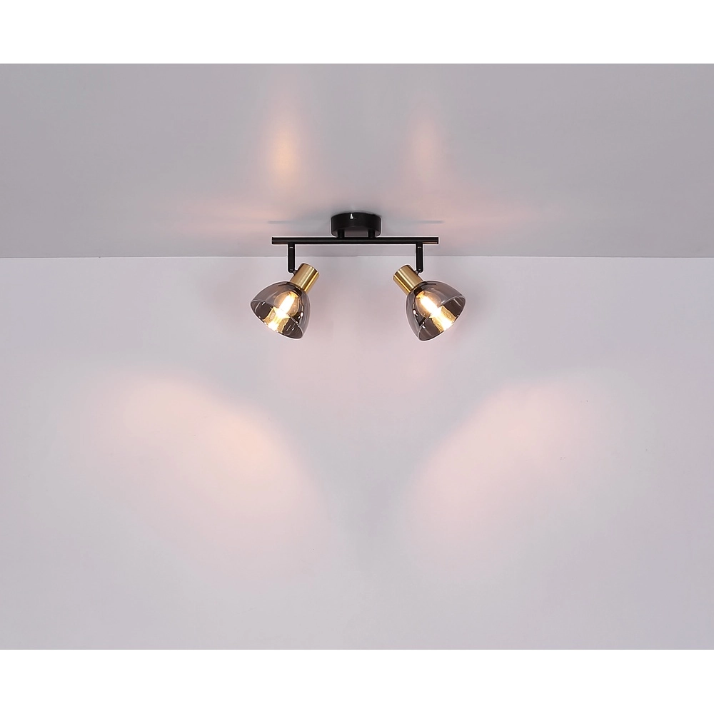 Design plafondlamp Jay 2-lichts zwart met smoke Globo 9007371396399