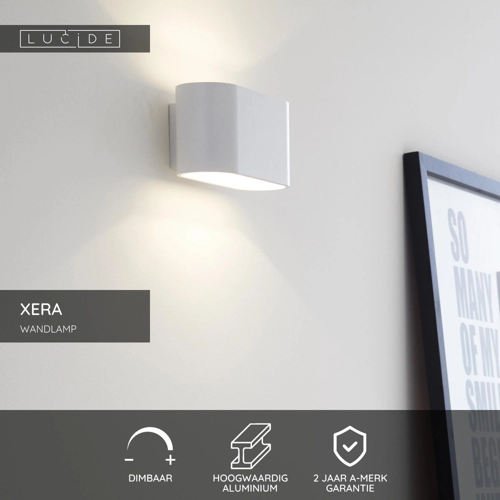 Wandlamp Xera 16cm wit Lucide 5411212233691