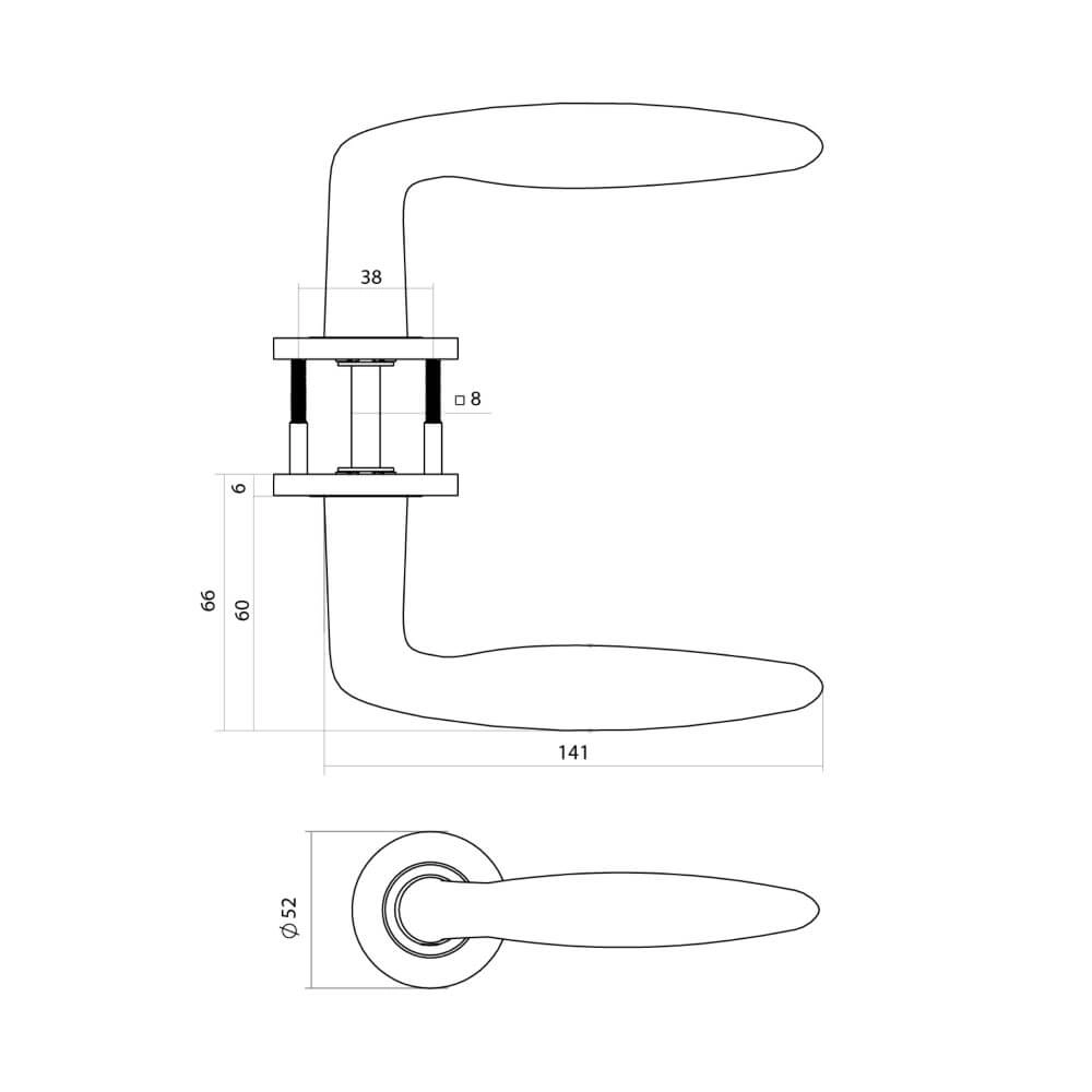 Deurklink Q 03 op rond rozet RVS Intersteel 8714186695197