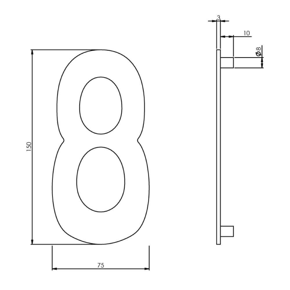 Huisnummer 8 Numbra 15cm RVS Intersteel 8714186058367