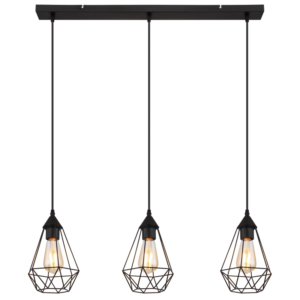 3-lichts hanglamp Zachary zwart Globo 9007371447909