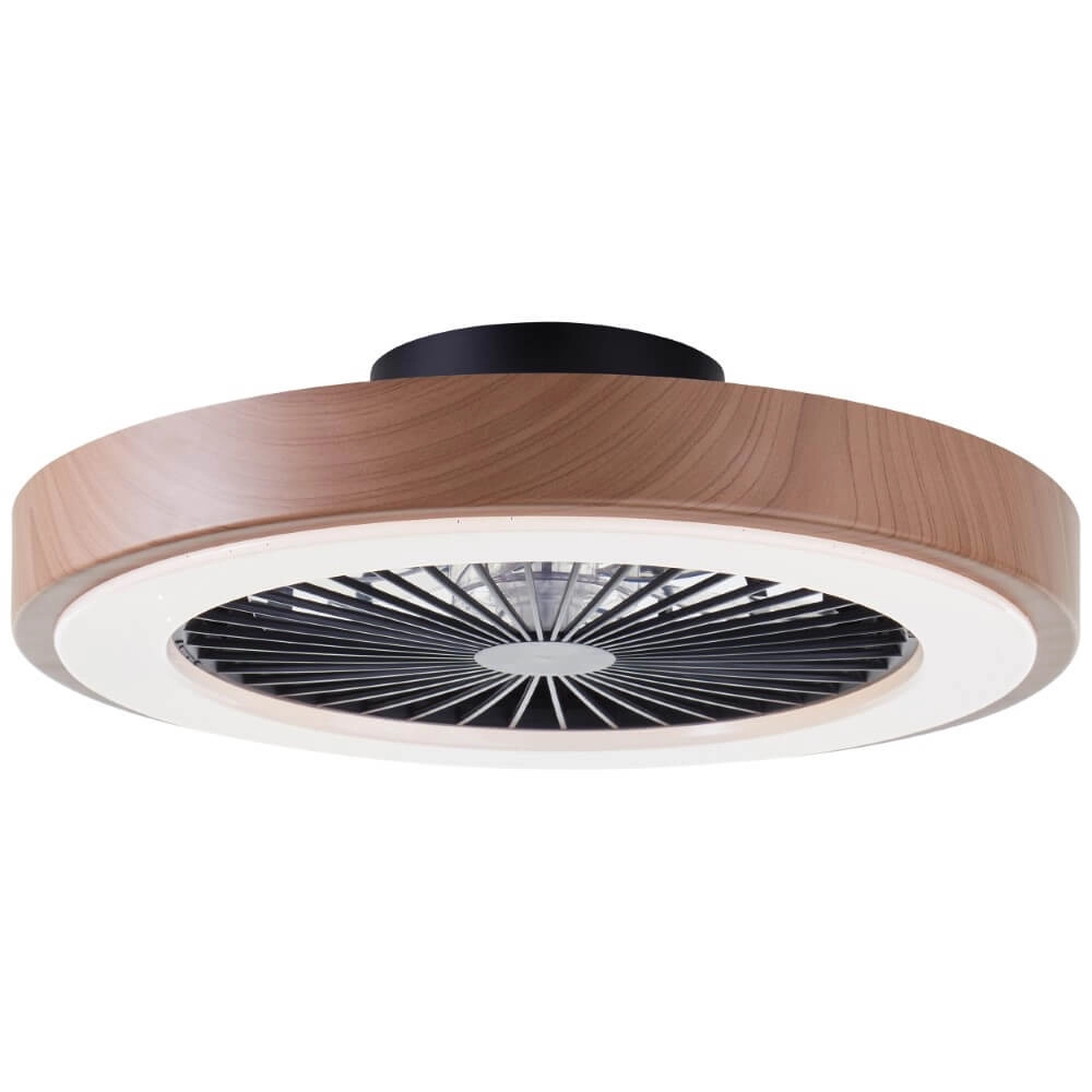 Zwarte ventilator Slimline met houten rand Brilliant 4004353435867