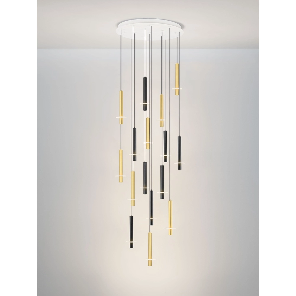 Design hanglamp Noemi zwart met wit en goud Ø 72cm Lyora 5212063503335