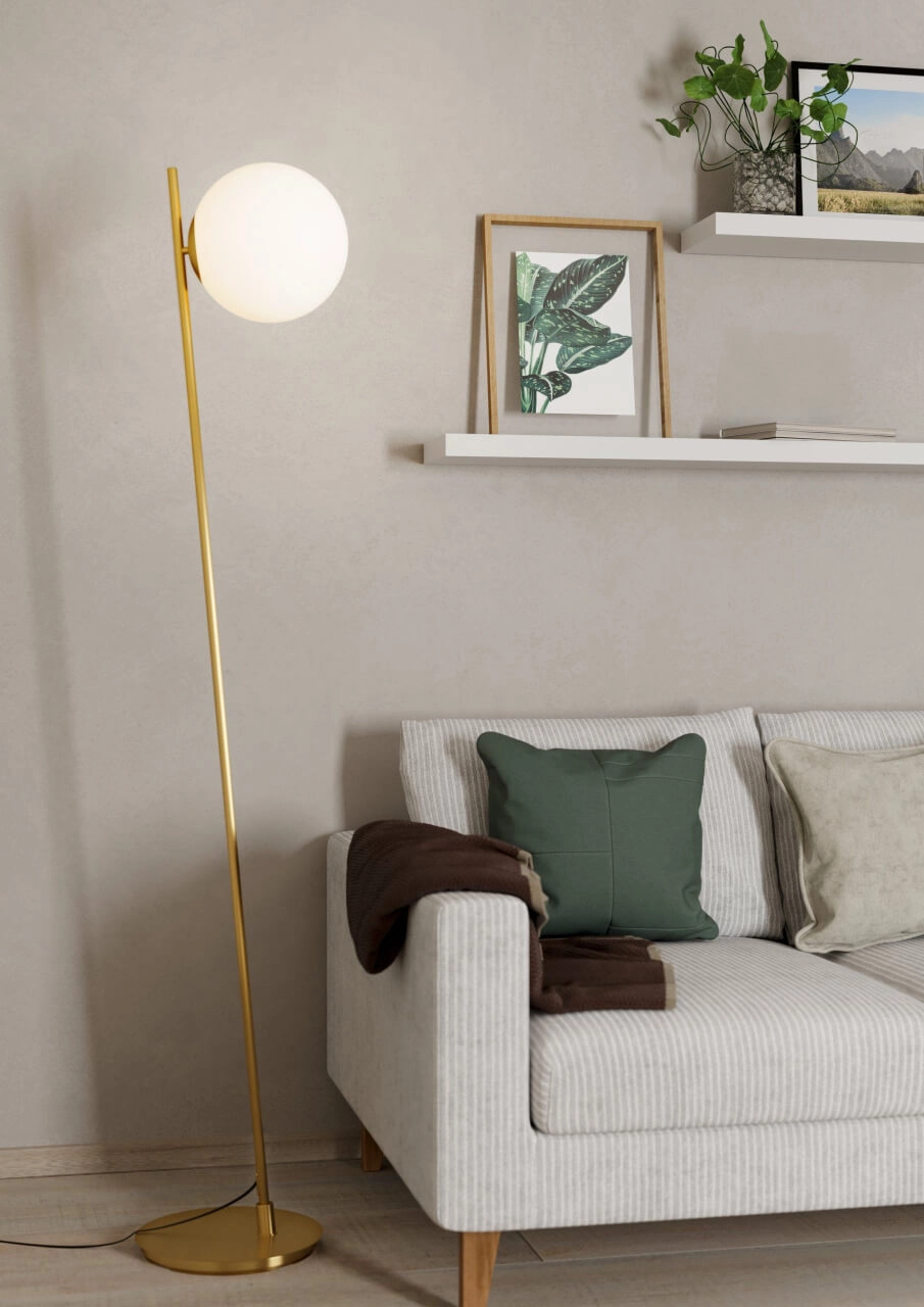 Vloerlamp Rondo 4 goud met witte bol Eglo 9008606274451