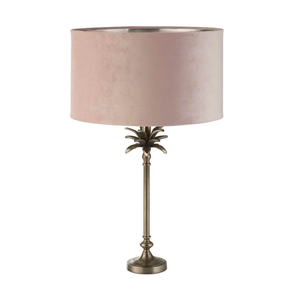 Tafellamp Palm goud met roze kap