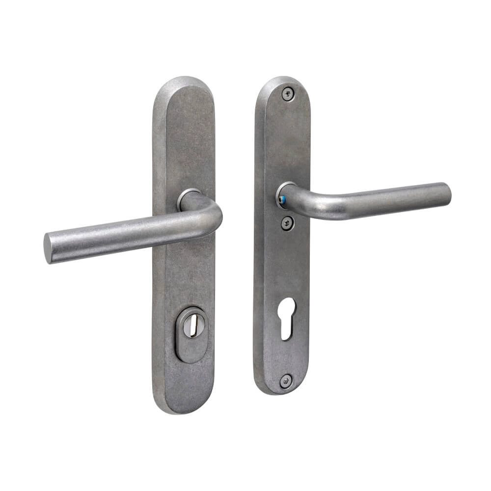 Achterdeurbeslag ovaal Aurano PC 92mm RVS getrommeld