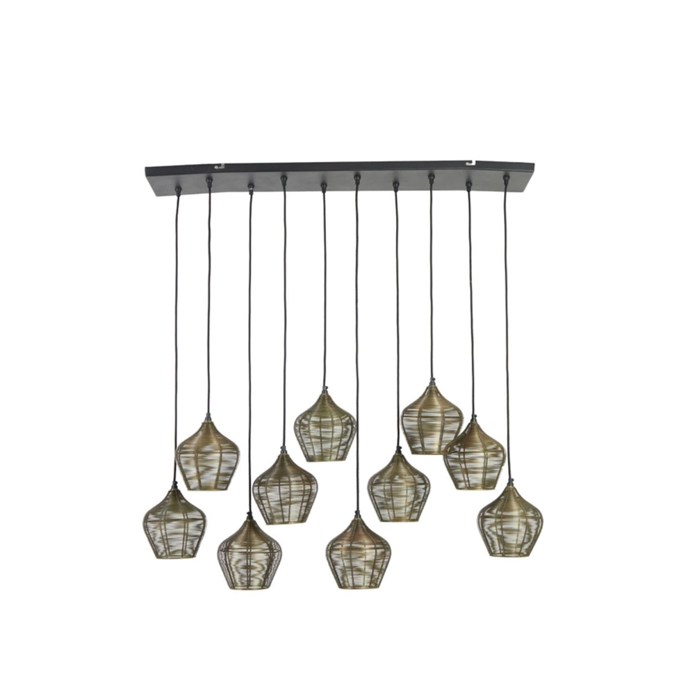 Hanglamp Alvaro 10-lichts brons