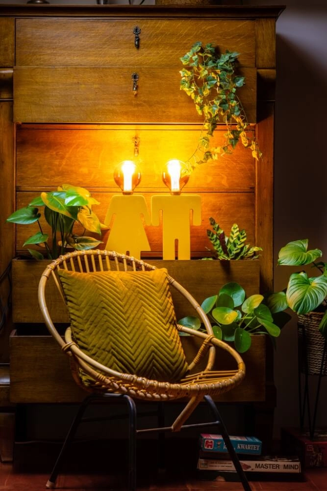 Houten tafellamp Eve Velvet geel ETH 8720195301554