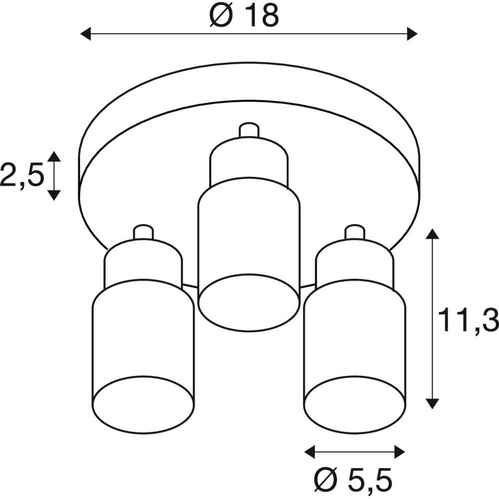 Ronde spot Puri 2.0 Tube zwart 3-lichts SLV 4024163293945