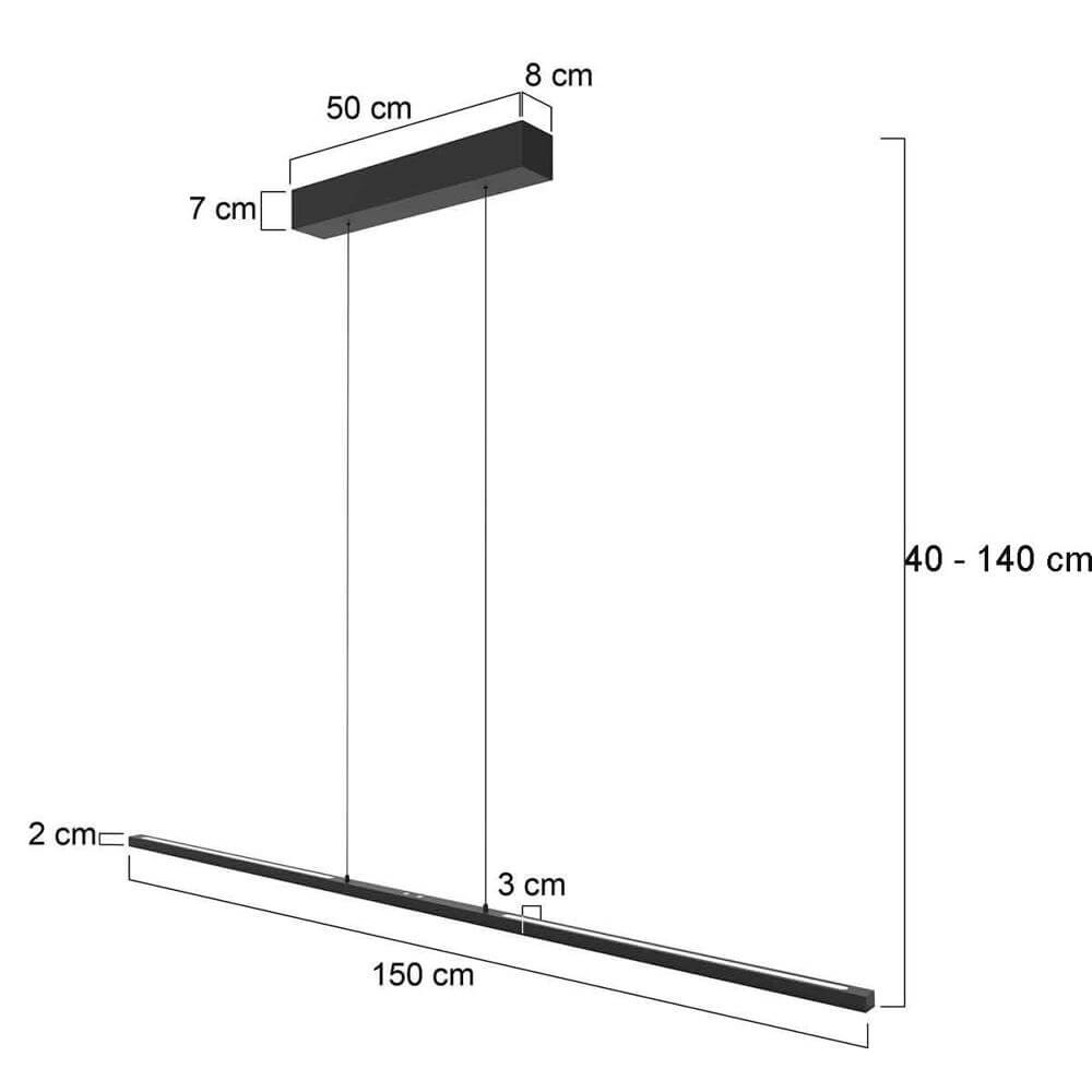 Design hanglamp Bande 150cm zwart Steinhauer 8712746175837