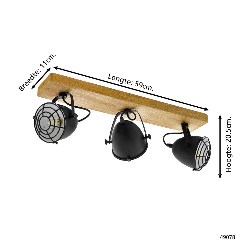 Plafondlamp Gatebeck hout 3-lichts Eglo 9002759490782