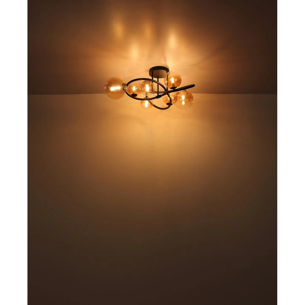 Zwarte plafondlamp Tuberius design 7-lichts Globo 9007371446445